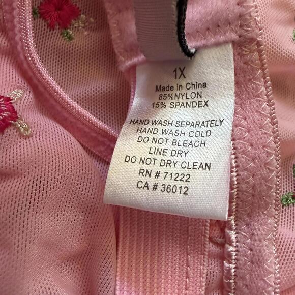 Vintage Y2K Rampage Babydoll Top Aurora Rose Mesh Lingerie Pink Women's Size 1X - Picture 5 of 5